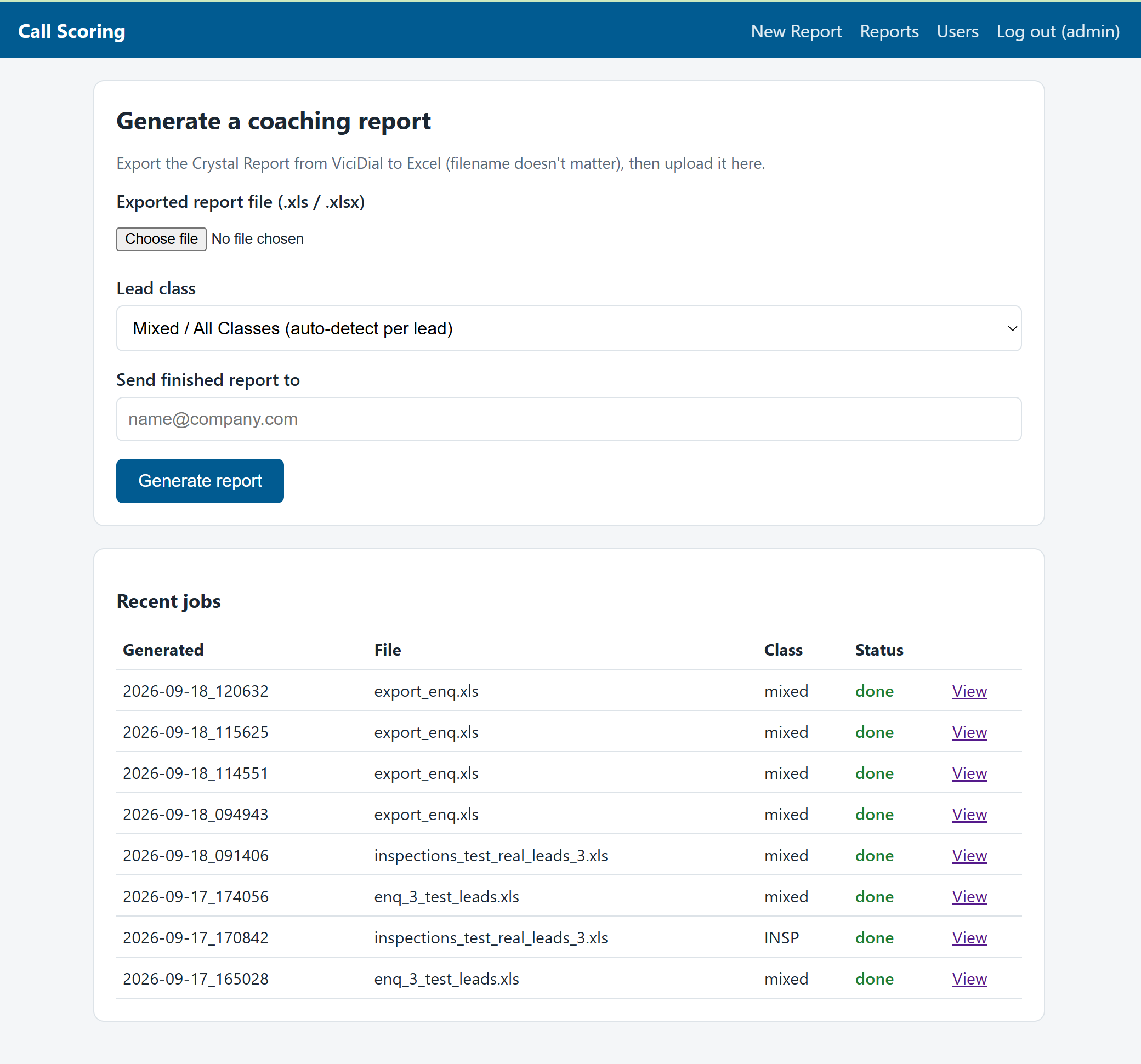 Call Scoring app